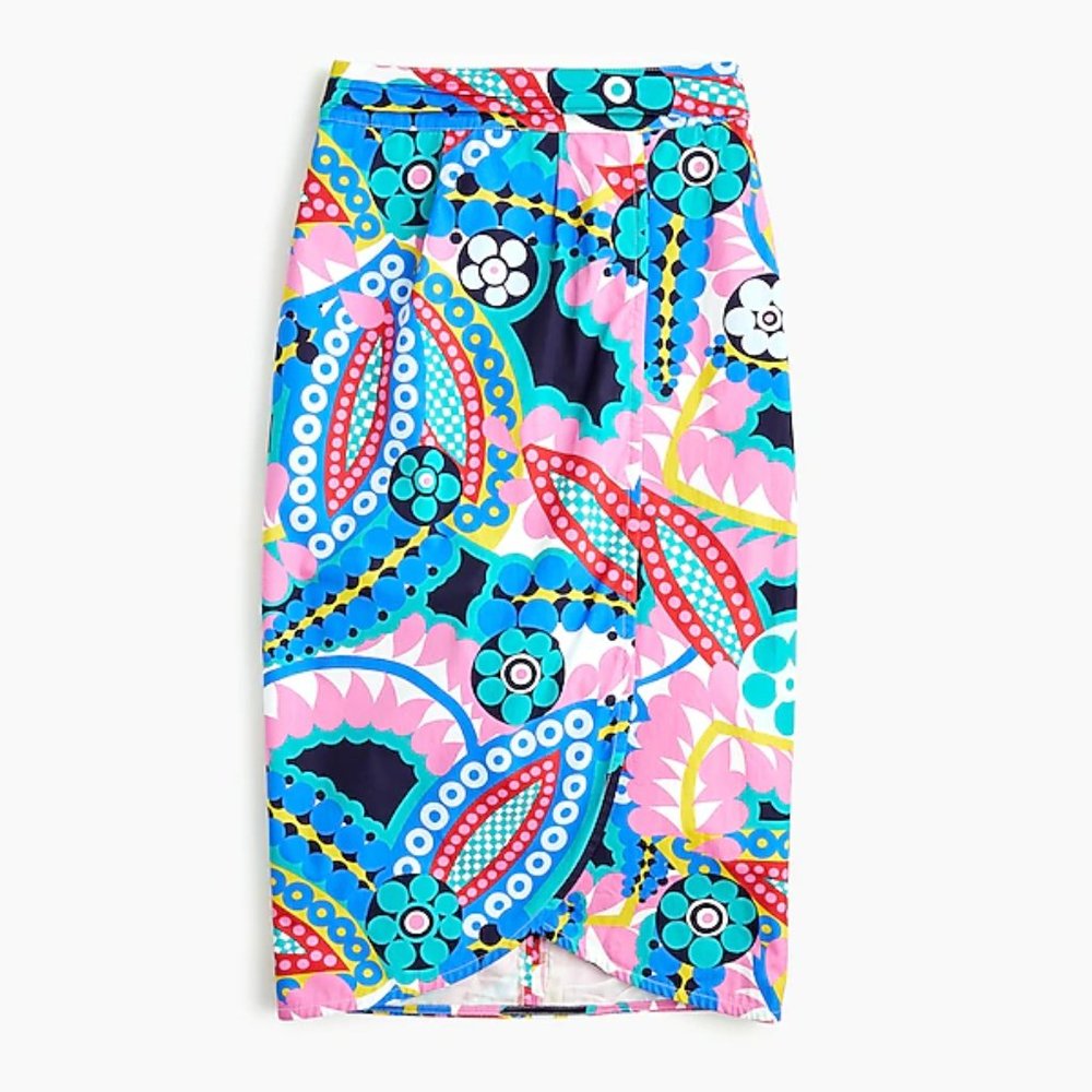 Bold Floral Midi Skirt in Pink & Blue - Picture 7 of 7